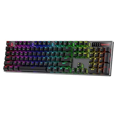 Redragon K556 PRO Tastiera da gioco RGB migliorata senza fili, BT/2,4 GHz Tri-Mode Tastiera meccanica in alluminio con connessione senza ritardi, interruttore rosso silenzioso a caldo, US LAYOUT