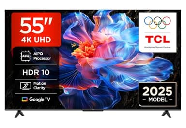 TCL 55V6C LED Direct Smart TV da 55", HDR 4K, con tecnologia Google TV (Dolby Audio, Motion Clarity, compatibile con Google Assistant e Alexa)