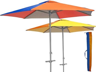 Teorema - Ombrellone da spiaggia e giardino, diametro 210 cm, tubo alluminio 32 mm, anti-UV, antivento, 220 cm, con trapano e borsa