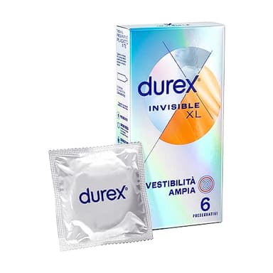 Durex Invisible Preservativi Ultrasottili ad Alta Sensibilità XL, Extralarge, 6 Profilattici