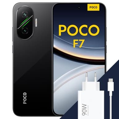 POCO F7 Smartphone, 12+512GB, Nero, Snapdragon® 8s Gen 4 Flagship, Batteria 6500mAh, Fotocamera Sony da 50MP con OIS, Display AMOLED 6.83" 1.5K 120Hz (Adattatore incluso a seconda della confezione)