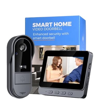 Winnes Videocitofono 1080P Video Campanello Senza Fili da Esterno con Telecamera 170°Angolo Visuale,Audio Bidirezionale,Impermeabile IP67 Spioncino Digitale con Schermo IPS 4,3'' Senza Abbonamento