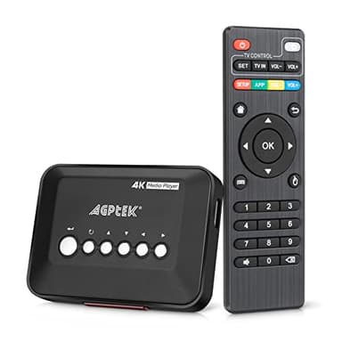 4K@30hz Lettore Multimediale HDMI con Uscita HDMI/AV, Media Player per 14TB HDD/ 512G Unità USB/Scheda SD/H.265 MP4, con Telecomando per MP3 AVI RMVB MPEG ecc.