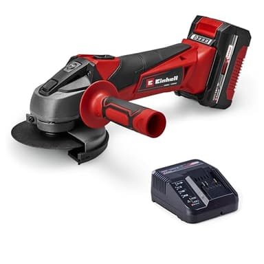 Smerigliatrice angolare Einhell TC-AG 18/115 Li (1 pz. da 4,0 Ah) (18 V, Ø disco 115 mm, profondità di taglio 28 mm, Soft Start, impugnatura supplementare, 1 batteria e caricatore da 4,0 Ah)