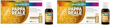 Massigen - Pappa Reale Tonico Naturale, Integratore Energetico, Azione Ricostituente e Antiossidante, con Miele e Pappa Reale, 10 Flaconcini da 25 ml (Confezione da 2)