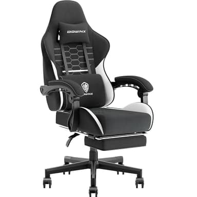 Dowinx Sedia Gaming, Sedia da Ufficio in Tessuto con Cuscino a Molle, Sedia Gamer Regolabile in Tessuto con Supporto per Testa, Sedia Ergonomica da Ufficio con Poggiapiedi, 150 kg
