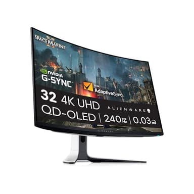 Alienware AW3225QF 32" 4K UHD (3840x2160) 1700R Monitor Gaming Curvo, 240Hz, QD OLED, 0.03ms, NVIDIA G-SYNC Compatible, HDR, Dolby Vision, USB-C, DisplayPort, 2x HDMI, 4x USB, 3 Anni di Garanzia