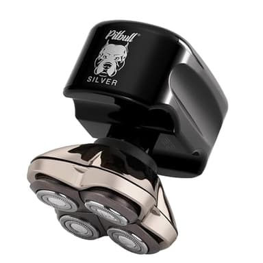 Skull Shaver Pitbull Silver Pro SX5 – Rasoio Testa e Viso – Elettrico Uomo, Wet&Dry, Senza Fili, Resistente all’Acqua – Prestazioni Potenziate
