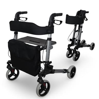 Deambulatore Pieghevole Ultra Compatto e Leggero in Alluminio con Porta Bastone, Street