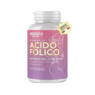 Acido Folico 400μg Con Vitamina B12 E D3 | 365 Compresse | Supporto a Energia, Immunità e Benessere Quotidiano