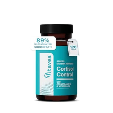 Cortisol Control – Integratore anti-stress e stanchezza – Ashwagandha, Rhodiola, Bacopa, L-teanina, Magnesio – 120 capsule vegan – Vitavea