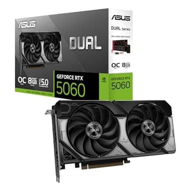 ASUS Dual NVIDIA GeForce RTX 5060 OC Edition, Scheda Grafica da 8 GB GDDR7, 128 Bit, PCIe 5.0, 2,5 Ventole Axial-Tech, 1 HDMI 2.1, 3 DisplayPort 2.1, GPU Tweak III, Bianco, DUAL-RTX5060-O8G