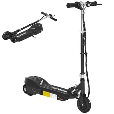 HOMCOM Monopattino Elettrico per Bambini Pieghevole da 120W, Velocità Max 12km/h e Portata 50kg, 74x36x69-91 cm, Nero