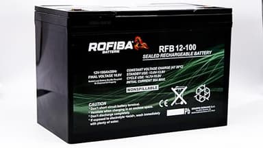 Batteria Rofiba RFB 12-100 100Ah 12V VRLA AGM Deep Cycle – Alta Prestazione, Scarica Lenta, Zero Manutenzione, Terminali M6 – Ideale per Impianti Solari, UPS, Nautica e Veicoli = 12FGL100