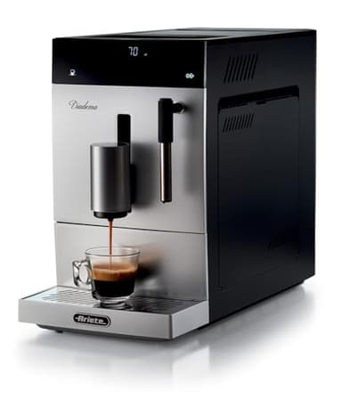 Ariete 1452 Diadema, Macchina da caffè automatica, 1350W, 19 bar di pressione, Per caffè, americano e acqua calda, Dispositivo Cappuccino, Display LED, Erogatore Regolabile, Silver