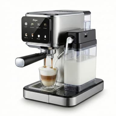 Felizia Latte - Macchina da caffè Espresso Semiautomatica 20 Bar con serbatoio per latte (1L) e schermo touch. Macchina da caffè 1350 W Thermoblock. Automatico per Cappuccino, Latte e Caffè Freddo