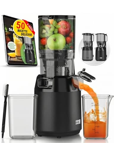 LEBENLANG Estrattore frutta e verdura - Incl. ricettario & grande apertura da 130 mm I 100% senza BPA I Slow Juicer machine Estrattori di succo a freddo I Centrifuga melograno professionale Entsafter