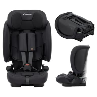 Bebeconfort Ever & Go i-Safe, Seggiolino Auto 9-36 kg Evolutivo, 15 Mesi - 12 Anni, 76-150 cm, Seggiolino Auto Pieghevole ISOFIX, Leggero e Compatto (4.9kg), 15 Posizioni Poggiatesta, Full Black