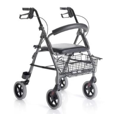 Salute Solare Deambulatore Rollator per anziani, Alluminio, Leggero, Freni manuali e bloccabili, Girello con seduta e 4 ruote, Deambulatore pieghevole, Girello anziani