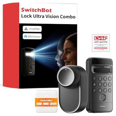 SwitchBot WiFi Smart Lock Ultra con Tastierino e Riconoscimento Facciale 3D, Serratura Smart con Impronte Digitali, Serratura Elettronica con Batteria Ricaricabile, Adatta a Matter, Alexa, Google