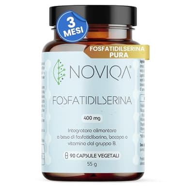 NOVIQA FOSFATIDILSERINA 400mg - 90cps Riduce CORTISOLO e STRESS + Vitamine b Complex + Bacopa Monnieri Cortisol Blocker Nootropico Integratori Memoria e Concentrazione per Abbassare il Cortisolo