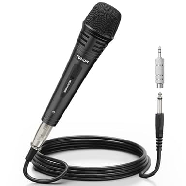 TONOR Microfono Dinamico per Karaoke con Cavo XLR 5M(500 cm),Microfoni Professionale in Metallo per Festa in casa, Canto, Parlato,Matrimonio,Mic Cardioide con Jack 6.35mm Compatibile con Altoparlante