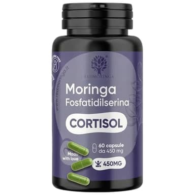 LOW CORTISOLO – Fosfatidilserina 450 mg + Moringa Oleifera BIO | Per abbassare il Cortisolo, Pancia da Stress | Integratore Memoria e Concentrazione | 60 Capsule 2 Mesi | Made in Italy | RedMoringa