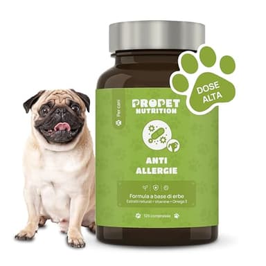 Integratore Cane per Allergie Cutanee, Ambientali e Alimentari, Supporto Sistema Immunitario ed Intestino, 125 Compresse. Prurito Cane. Semi di Uva, Semi di Zucca e Semi di Lino Fonte di Omega 3 Cani