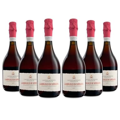 Cantina Castelli Modenesi Lambrusco Di Sorbara Doc, Gusto Fresco, Frizzante Con Retrogusto Di Frutti Rossi, Profumo Fruttato E Intenso, 11 Per Cento Volume, Rosso, 6 Bottiglie Da 750 ml