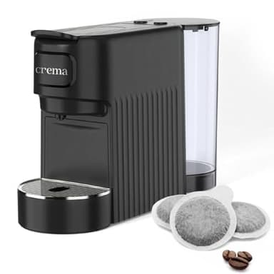 Macchina Caffè Cialde E.S.E. per Espresso Cremoso – 10 CIALDE COMPRESE, Macchinetta Del Caffe Cialde Compatta, Serbatoio 1.2L, Spegnimento Automatico, Espulsione Cialda, Vassoio Regolabile - Nero