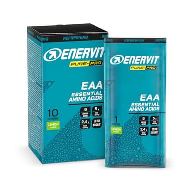 Enervit Pure-Pro Integratore di Aminoacidi Essenziali in Polvere, 5g EAA per Dose, 2.4g BCAA, Vitamine B6 e B12, Plant-Based, Riduzione Stanchezza, Durante e Post Workout, Vegan, 10 Bustine da 10g