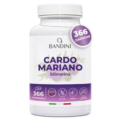 Bandini® Cardo Mariano 366 Compresse | Integratore a base di Silimarina | Compresse da 300mg | Diuretico, Digestivo e Depurativo | Eccellenza e Qualità Certificata | 1200mg/giorno