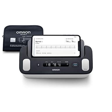 OMRON Complete, Ecg e misuratore smart di pressione arteriosa per il monitoraggio dell’ipertensione, Misuratore di pressione con rilevamento dell’AFIB, Elettrocardiogramma con connessione Bluetooth