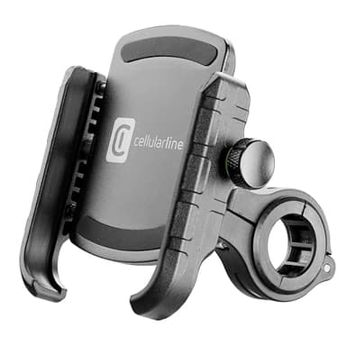 cellularline | Rider Steel - Universale - Supporto Porta Smartphone in Alluminio da Manubrio Tondo Moto e Bici - Universale per Tutti i Cellulari - Rotazione a 360 - Stabile e Solido