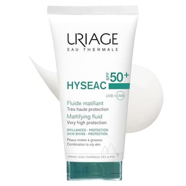 Uriage Hyseac Fluido opacizzante SPF50+ - Riduce la lucidità e l'eccesso di sebo e idrata- Protegge dai raggi UVA/UVB per limitare l'effetto rebound - Texture leggera che non appiccica
