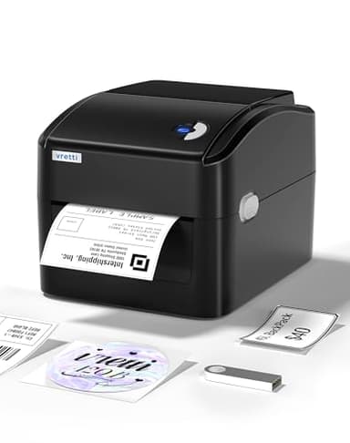vretti Stampante per Etichette di Spedizione, Stampante Termica per Etichette 4x6 per Pacchetti di Spedizione, per Piccole Aziende UPS Amazon