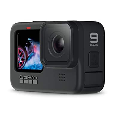 GoPro HERO9 - Fotocamera sportiva impermeabile con schermo LCD anteriore e touch screen posteriore, video 5K Ultra HD, foto da 20 MP, streaming live 1080p, webcam, stabilizzazione, nera