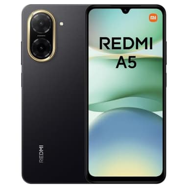 Redmi A5 Smartphone, 4+128GB, Nero, dual camera con AI da 32MP, ampia batteria da 5200mAh (typ), potente processore octa-core, display immersivo da 6,88" a 120Hz (caricatore non incluso)