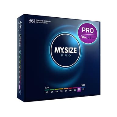 MY.SIZE PRO Preservativi ELITE taglia 7, 69 mm, XXL, 36 pezzi, vestibilità perfetta e dimensioni adatte a tutti