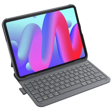 Inateck Air Tap Custodia con tastiera per iPad 10 gen, 11 gen A16 2025, Air 11 M4/M3/M2(2026/2025/2024), Air 5/4, Pro 11 (4/3/2/1), QWERTZ, tastiera ultra leggera con portapenne，BK2007 Grigio
