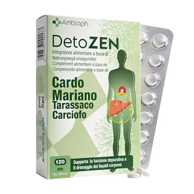 CARDO MARIANO – Detox Fegato con Estratto di Carciofo e Tarassaco. Depura fegato, con l’80% di silimarina. Cardo Mariano Fegato, 120 cpr alto dosaggio. Funzione epatica & detox fegato e intestino