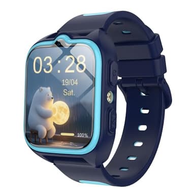 IOWODO Smartwatch Bambini 4G, Orologio Localizzatore GPS con Chiamata Video, Funzione SOS, Telecamera, Giochi Educativi, Batteria 800mAh, Impermeabile, Regalo per Ragazzi e Bambine blu