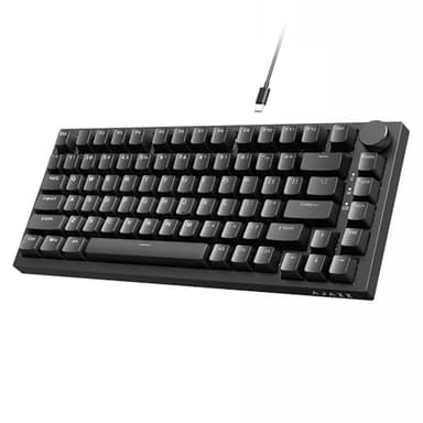 A.JAZZ AK820 Tastiera meccanica cablata 75%, interruttore rosso hot-swap, montaggio su guarnizione, luce bianca, 82 tasti con manopola volume CNC, schiuma Poron, copritasti OEM PBT per WIN/MAC-Nero