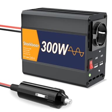 Inverter a onda sinusoidale pura Starkbaer da 300 W/600 W, convertitore di potenza da 12 V a 220 V, inverter per auto a onda sinusoidale pura, 4 prese USB e 1 presa CA.