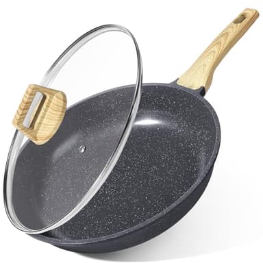 GiPP Padella Antiaderente con coperchio – Padella Sana e Atossica, Compatibile con Induzione, Senza PFAS e PFOA, Lavabile in Lavastoviglie(Grigio,30cm+ Coperchio)