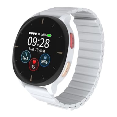 Audar E2 Monitor Salute Smartwatch, Bracciale Salvavita Anziani per Cadut e SOS GPS Allarme, 24/7 Battito,Pressione,SpO2,Temperatura, Report Benessere IA, Dati Tramite Piattaforma Cloud IoT, Senza App