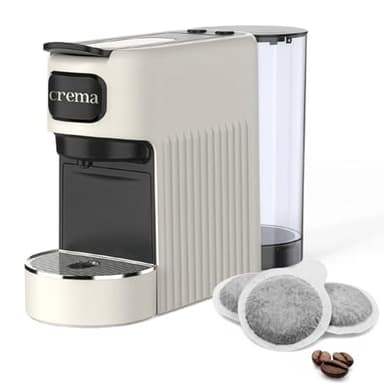 Macchina Caffè Cialde E.S.E. per Espresso Cremoso – 10 CIALDE COMPRESE, Macchinetta Del Caffe Cialde Compatta, Serbatoio 1.2L, Spegnimento Automatico, Espulsione Cialda, Vassoio Regolabile - Beige