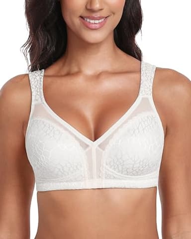 Lemorosy Reggiseno Minimizer Taglie Forti da Donna Comodo per Quotidiana Coppe Piene Non Imbottite Senza Ferretto a Tenuta Forte (3C,Bianco)