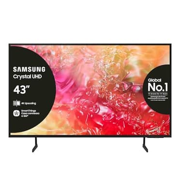Samsung Smart TV 43" UE43DU7170UXZT, Crystal 4K UHD, 4K Upscaling, Slim Look, DVBT-2, Q-Symphony & OTS Lite, Integrato con Bixby, comp con Alexa e Google Assistant, Black
