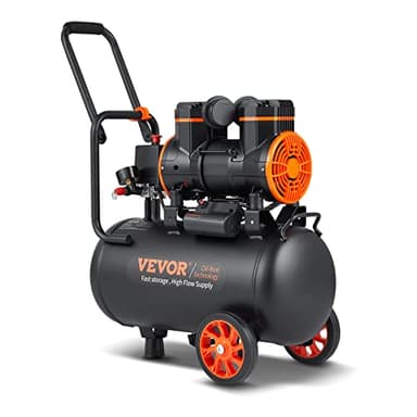VEVOR Compressore d'Aria 24L Portatile Senza Olio Motore 1450W Velocità 2800 giri/min per Aerografo Inchiodatura, Compressore d'Aria a Secco Portatile Rumore 70dB 2 Silenziatori Temperatura -50℃ - 40℃